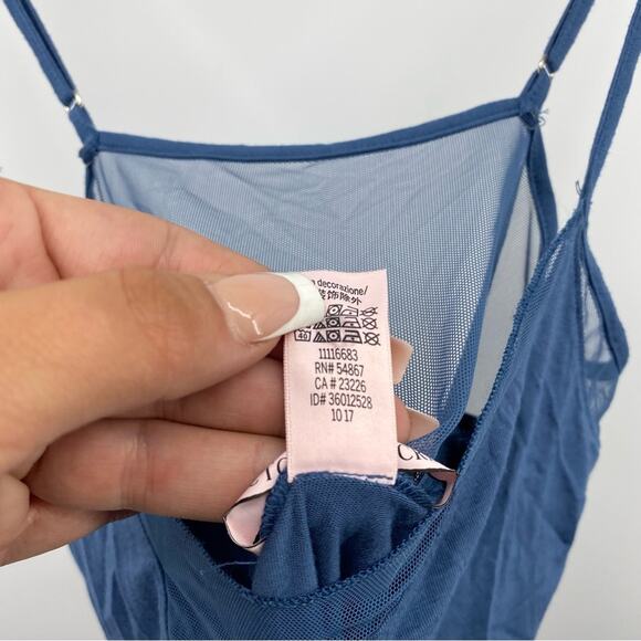 Victoria’s Secret Blue Sheer Slip Chemise Nighty Dress Lingerie Intimates Sz XS - Picture 6 of 9